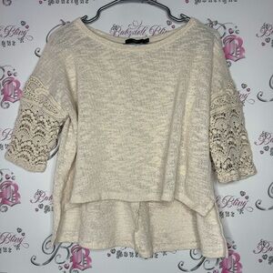 Hazel top crochet white cream lace pattern arms high low comfy oversized boho